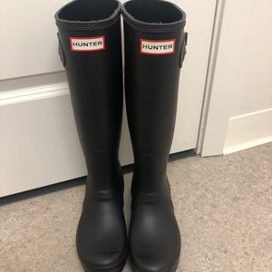 Tall Matte Black Hunter Boots